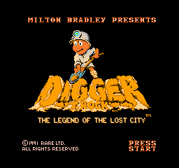 Digger T. Rock - The Legend of the Lost City (Europe) Title Screen